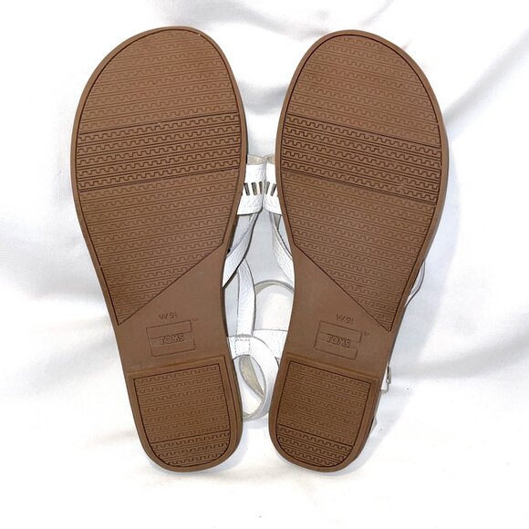 TOMS White Leather Flat Thong Sandals Women's Size 9.5 - Picture 8 of 11